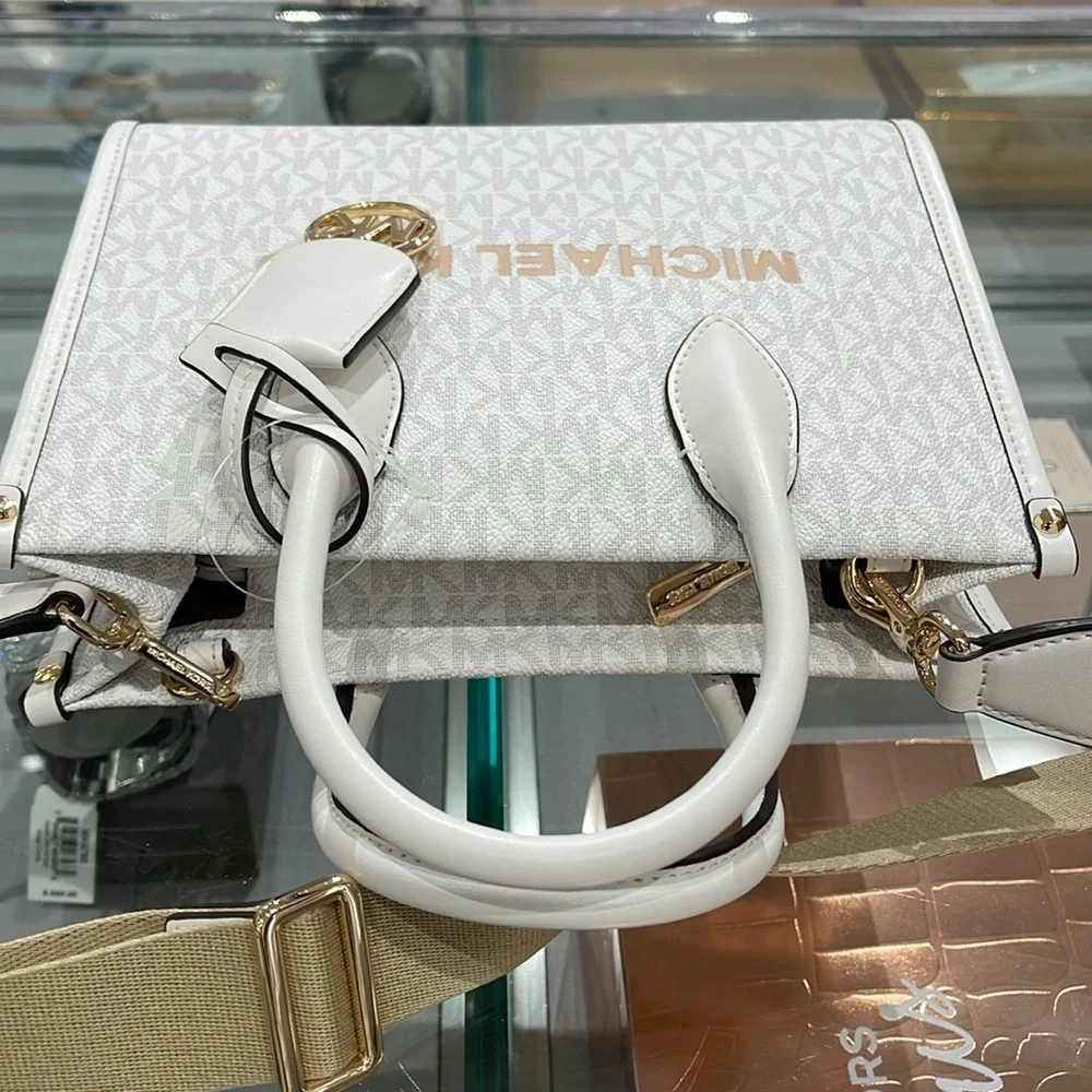 Michael Kors Mirella Small Signature Logo Shopper Top Zip Crossbody XBODY Bag MK